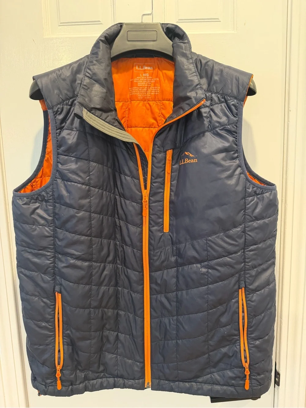L.L. Bean Navy Vest with Orange Trim